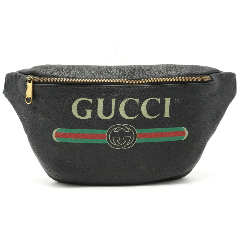 Gucci Belt Waist Bum Crossbody Bag Waist Pouch Clutch Sherry Leather Black